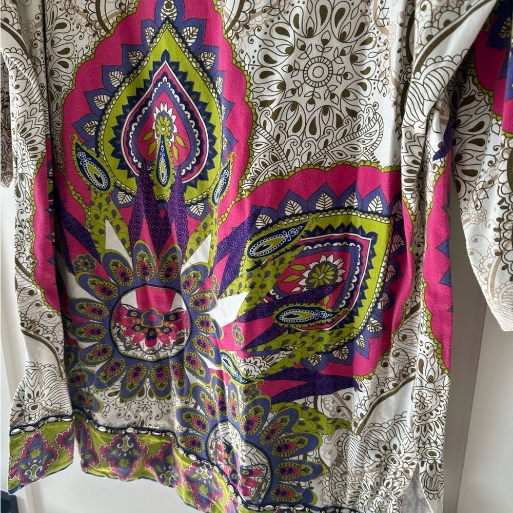 Soft Surroundings Multi Color Boho Abstract Blous… - image 2